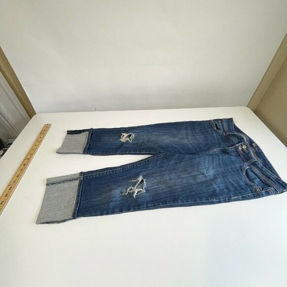 Kut From The Kloth Womens Capri Cropped Distressed Jeans Blue Size 6 Mid Rise - Picture 2 of 10